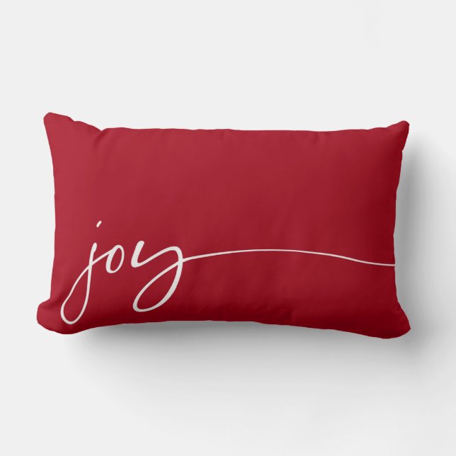 Joy Red Elegant Script Typografie Weihnachten Lendenkissen (Vorderseite)