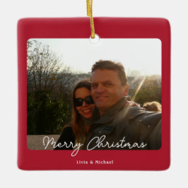 Joy Red Foto Frohe Weihnachten Keramikornament