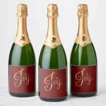 "Joy" Red Gold Script Elegante Feiertage Saison