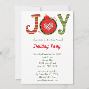 Joy Red Green Weihnachtsfeier Einladung