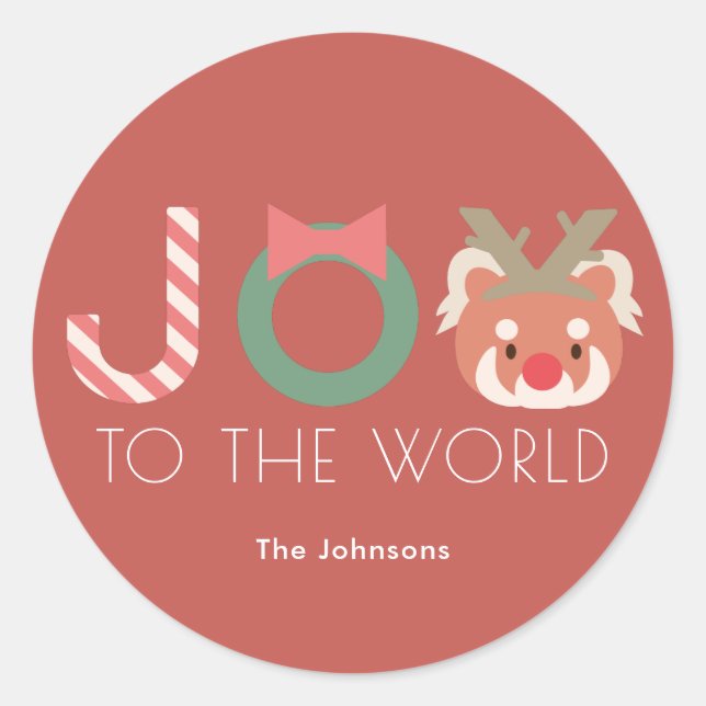 JOY Red Panda Reindeer Headpiece Red Sticker (Vorderseite)