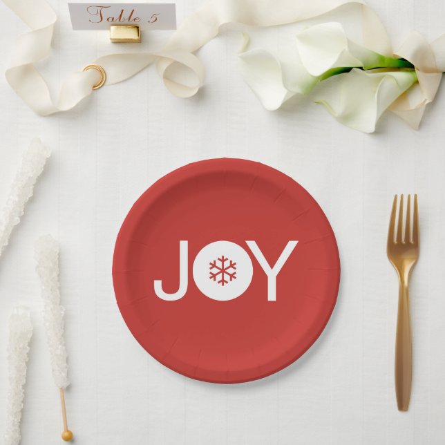 Joy Red Paper Plate Pappteller (Hochzeit)