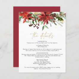JOY Red Winter Poinsettia Floral Details Card Einladung