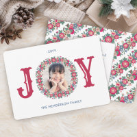 Joy Retro Holiday Floral Wreath Ein Foto farbenfro