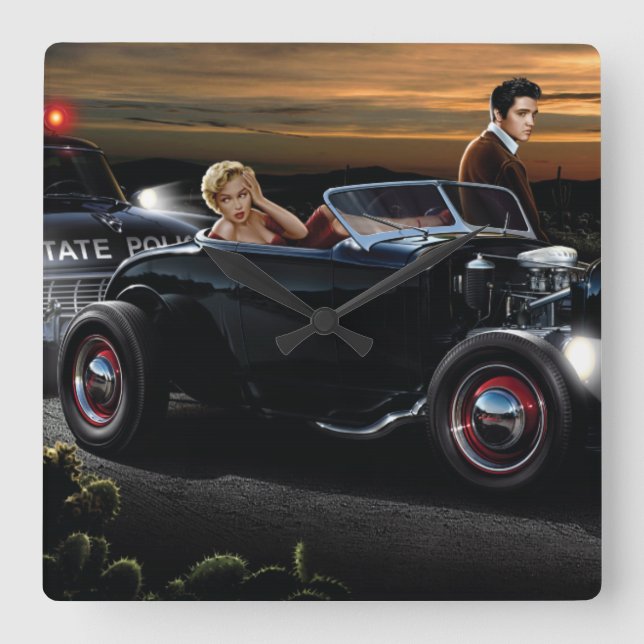 Joy Ride Quadratische Wanduhr (Vorderseite)