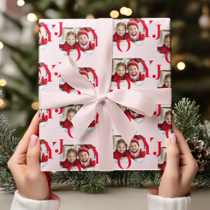 JOY   Rot und Rosa Modernes Weihnachtsgebäck Foto Geschenkpapier