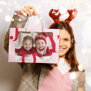 JOY Rot und Rosa Modernes Weihnachtsgebäck Foto Große Geschenktüte