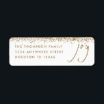 Joy Rücksendeadresse Gold Glitzer White Christmas<br><div class="desc">Script Joy Rückgabe Name Adresse Gold Glitzer Weiße Weihnachten. Freude ist in einem eleganten, handgeschriebenen Stil und leicht personalisieren Sie Ihren Namen und Ihre Rücksendeadresse. In Goldtext auf Weiß dargestellt, mit einem Imitat Glitzer-Rand in Gold, der oben entlang läuft. Änderungen an Text- und Hintergrundfarben können vorgenommen werden, wenn Sie über...</div>
