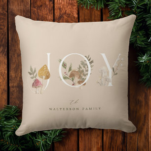 Joy Rustic Woodsy Watercolor Pilz Weihnachten Kissen