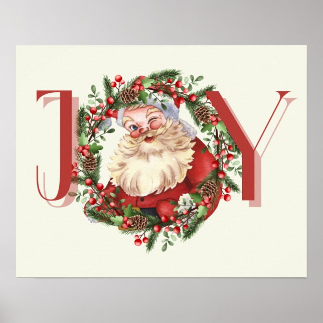 JOY Santa Christmas Wall Art Decor Poster (Vorne)