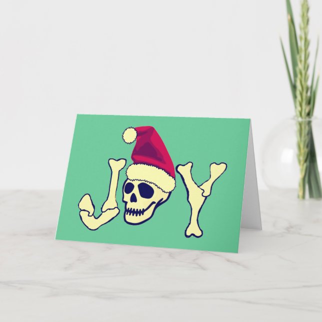 Joy - Santa SKull Feiertagskarte (Vorderseite)