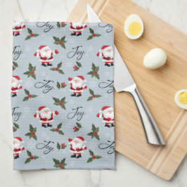 Joy, Santa und Christmas Holly Geschirrtuch