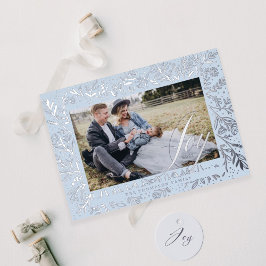 Joy Script Decorative Floral & Foliage Foto Frame Folien Feiertagskarte