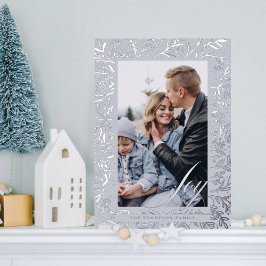 Joy Script Decorative Floral & Foliage Foto Frame Folien Feiertagskarte