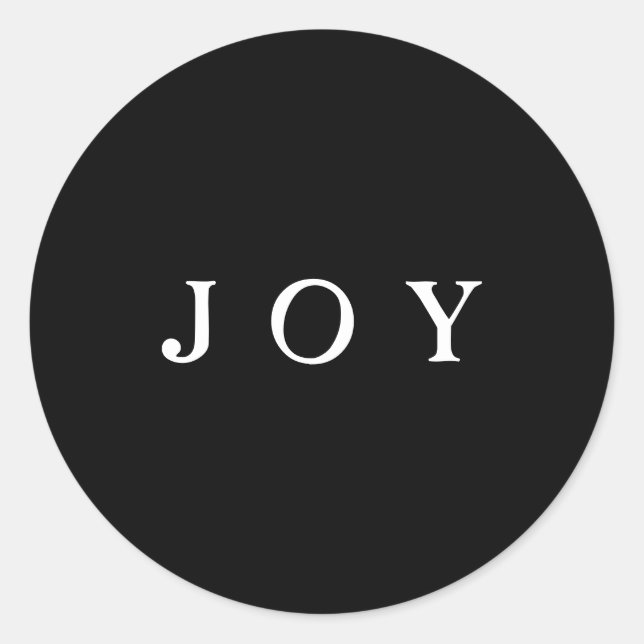 JOY Script Envelope oder Geschenk Wrap Black Runder Aufkleber (Vorderseite)