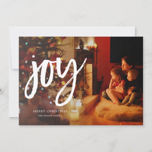 Joy Script Foto Holiday Card Feiertagskarte (Vorderseite)