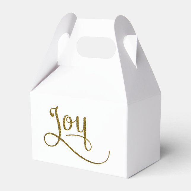 Joy Script Gold Glitzer Geschenkschachtel (Vorderseite)