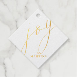 Joy Script Real Gold Foil Blumengestein Weihnachts Geschenkanhänger