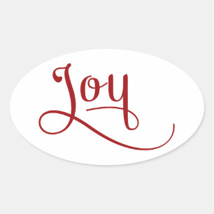 Joy Script Red Ovaler Aufkleber