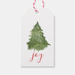 Joy Script Watercolor Weihnachtsbaum Geschenktaste Geschenkanhänger