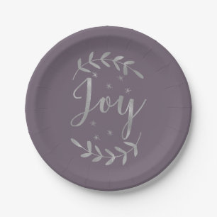 JOY Silver Botanical Leaf Moderne Feiertage JEDER Pappteller