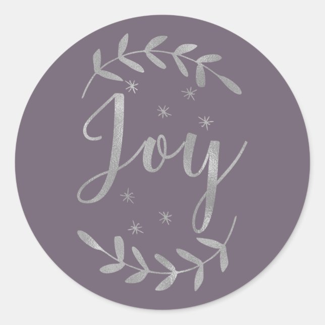 JOY Silver Botanical Leaf Moderner Urlaub JA FARBE Runder Aufkleber (Vorderseite)