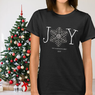 Joy Snowflake Familie Weihnachten T-Shirt