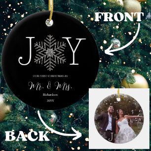 Joy Snowflake Unsere ersten Weihnachten als Mr. &  Keramik Ornament