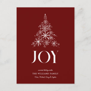 JOY Snowflake Weihnachtsbaum Feiertagspostkarte