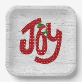 Joy Snowman auf White Birch Pappteller