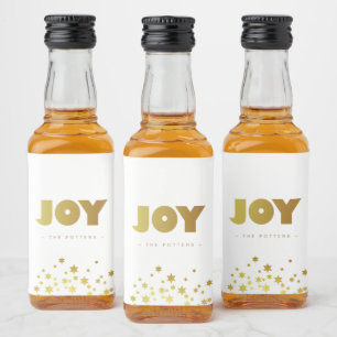 Joy   Spaß Weihnachten White & Gold Mini Alkoholflaschenetikett