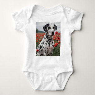 **"Joy Spots: Dalmatiner in einem roten Mohnfeld"* Baby Strampler