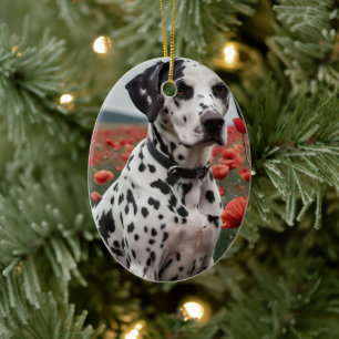 **"Joy Spots: Dalmatiner in einem roten Mohnfeld"* Keramik Ornament