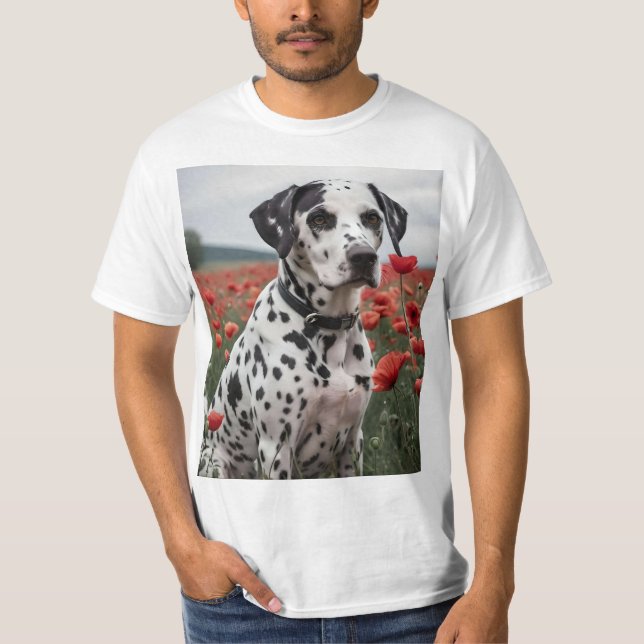 **"Joy Spots: Dalmatiner in einem roten Mohnfeld"* T-Shirt (Vorderseite)