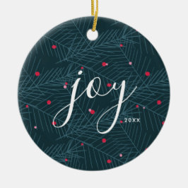 Joy Spruce Foliage mit Berries Custom Christmas Keramik Ornament
