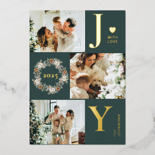 Joy Stylish 3 Foto-Collage Dunkelgrüne Weihnacht Folien Feiertagskarte