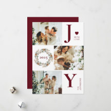 Joy Stylish Modern Foto Collage | Rotes Weihnachts