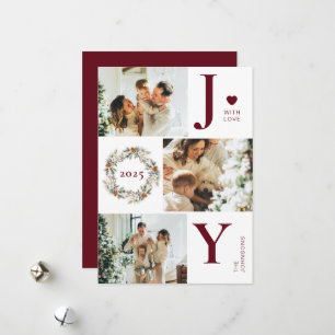 Joy Stylish Modern Foto Collage   Rotes Weihnachts Feiertagskarte