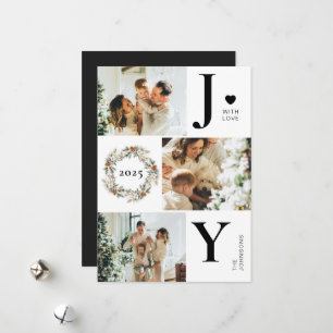 Joy Stylish Modern Foto Collage   Schwarzes Weihna Feiertagskarte