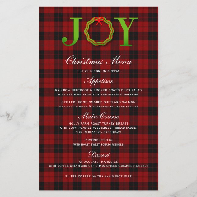 JOY TARTAN CHRISTMAS WREATH | CHRISTMAS MENU (Vorderseite)