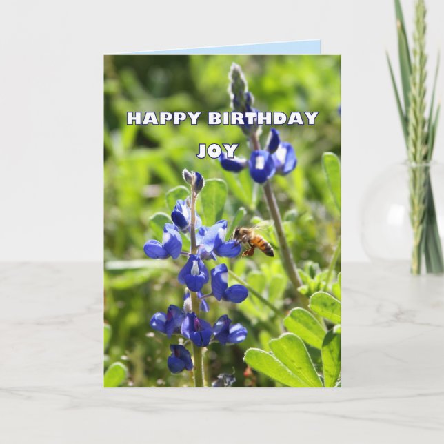 Joy Texas Bluebonnet Happy Birthday Karte (Vorderseite)