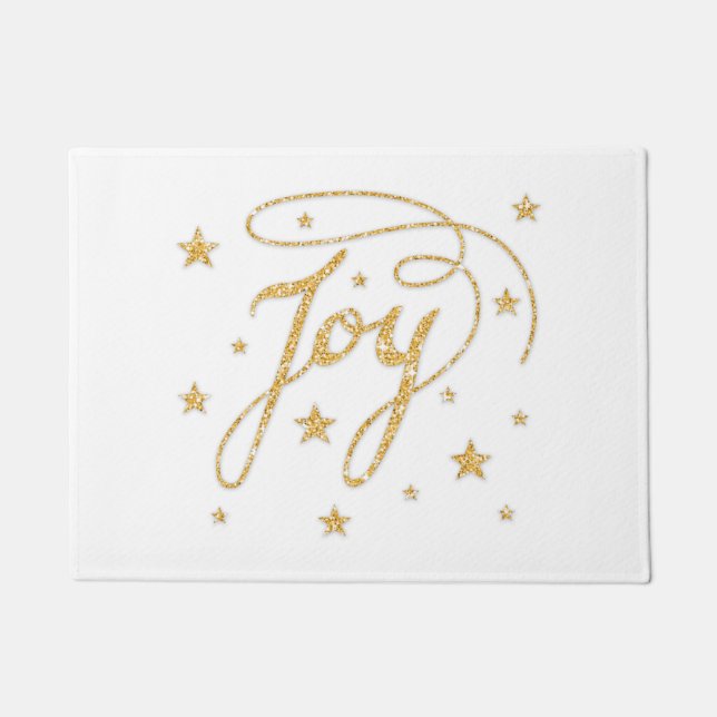 JOY Text Imitate Gold Glitzer Weihnachten Fußmatte (Vorderseite)