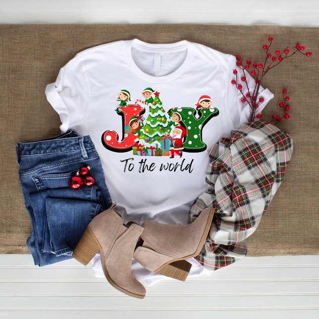 Joy The World Christmas T - Shirt Elves Tree (Von Creator hochgeladen)