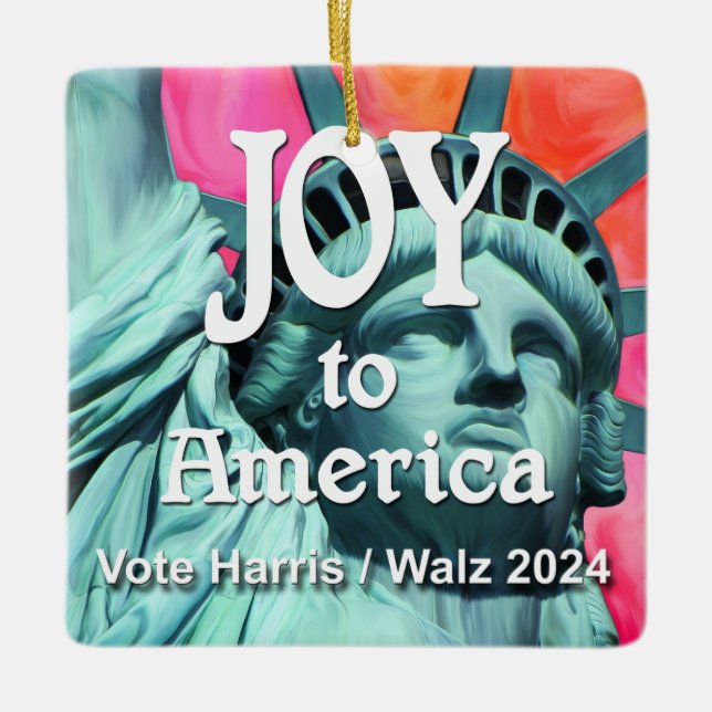 Joy to America Harris Walz Keramikornament (Vorderseite)