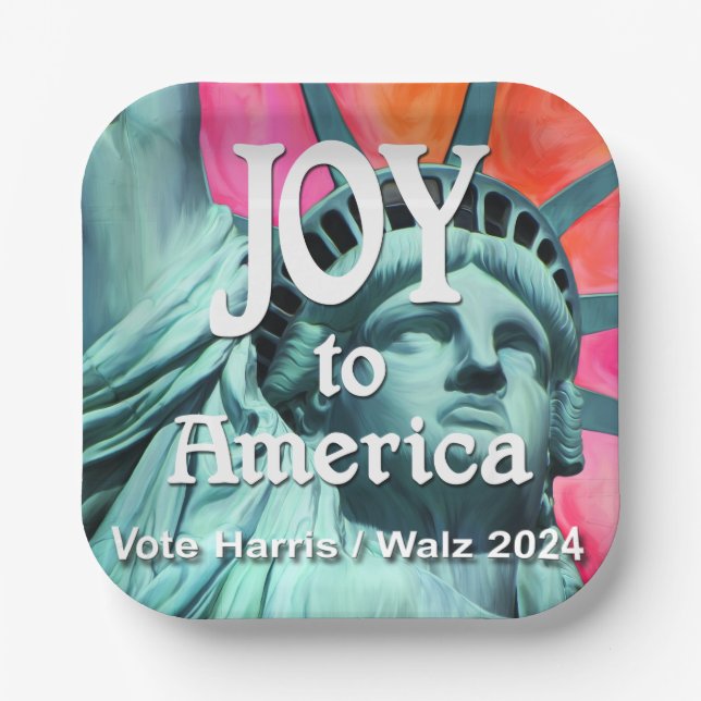 Joy to America Harris Walz Pappteller (Vorderseite)