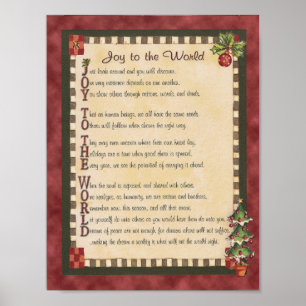 "Joy to the World" Akrostichon-Gedicht Leinwanddru Poster