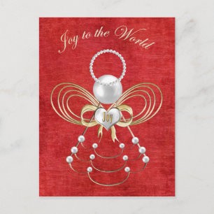 Joy to the World - Angel of Joy - Red Feiertagspostkarte