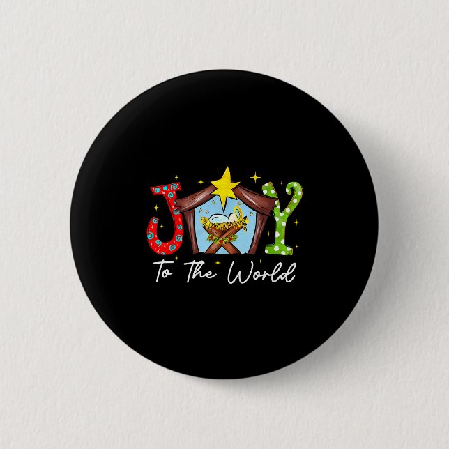 Joy To The World Baby Jesus Christmas Nativity Sce Button (Vorderseite)