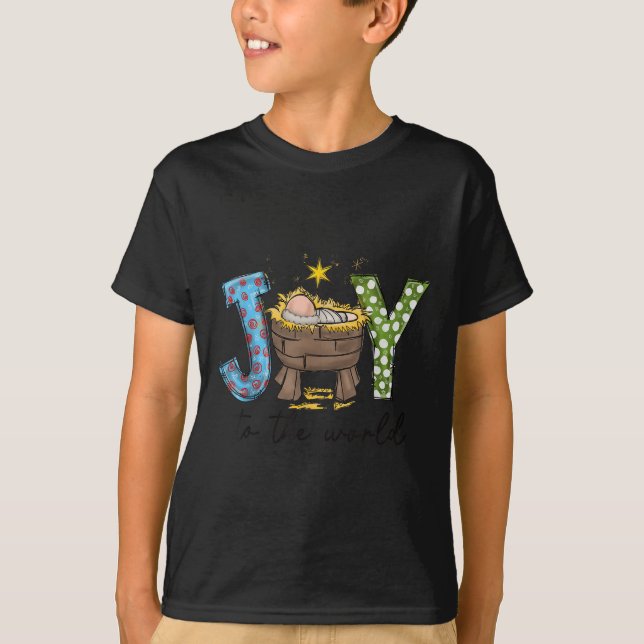 Joy To The World Baby Jesus Christmas Nativity Sce T-Shirt (Vorderseite)