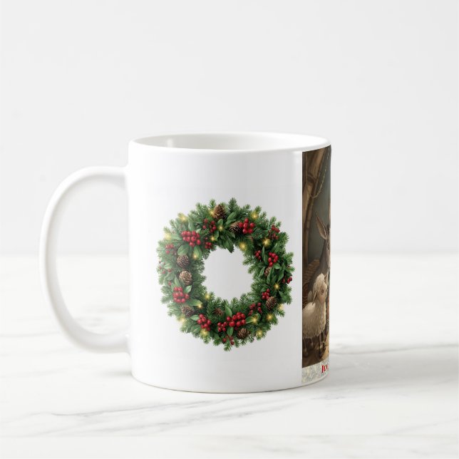 Joy to the World Barnyard Animals Wreath Mug Kaffeetasse (Links)